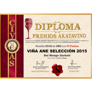 Premio CIVAS 2019 - Medalla de ORO Viña Ane Selección 2015